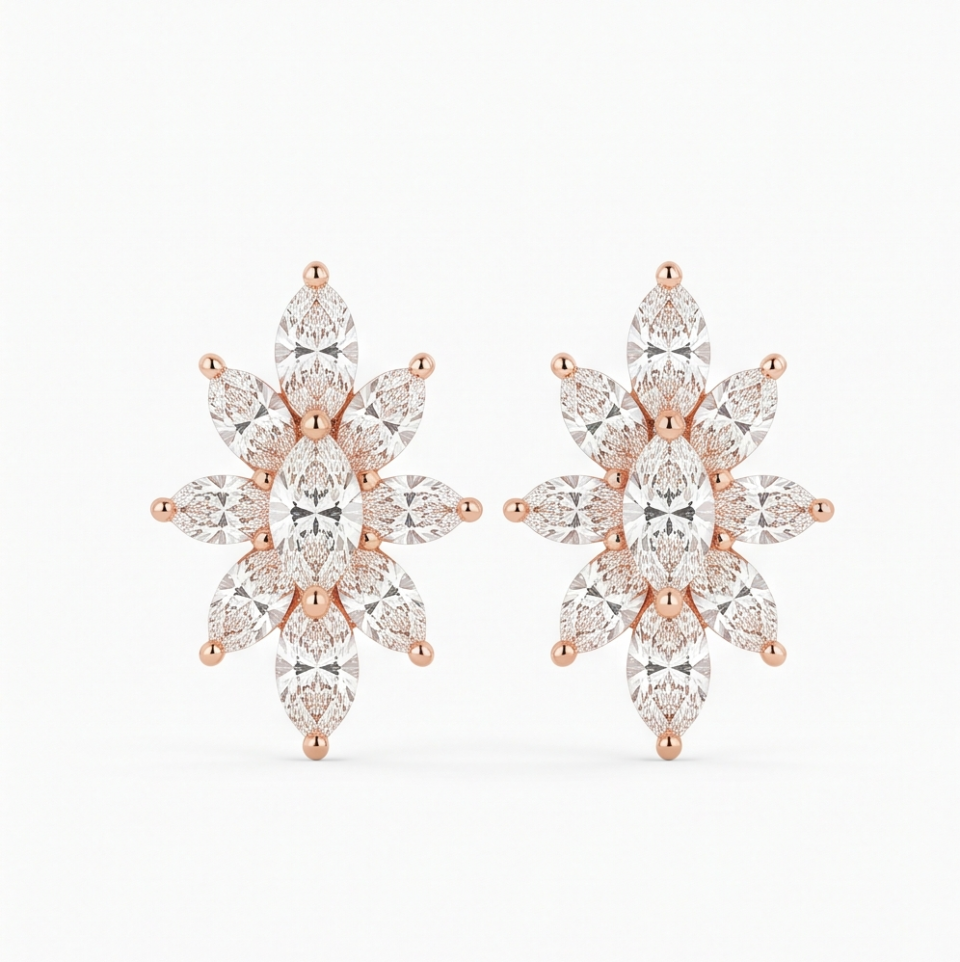 Marquise Flower Cluster Earrings
