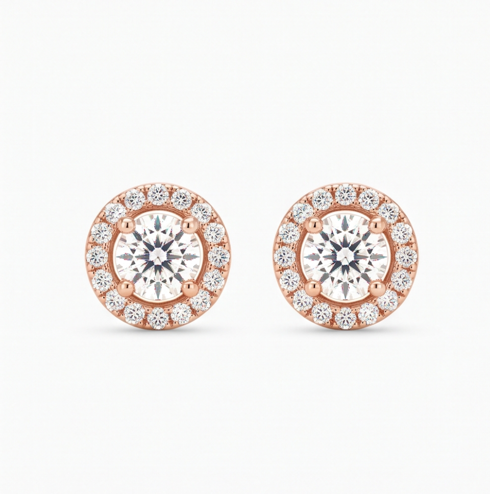 Diamond Halo Stud Earrings