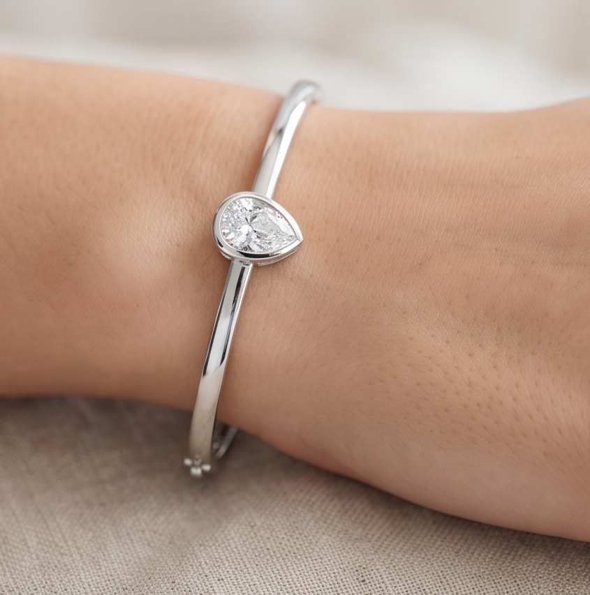 Pear Diamond Bangle Bracelet