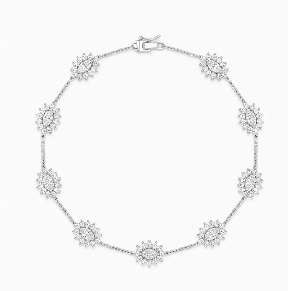 Marquise Cluster Anklet