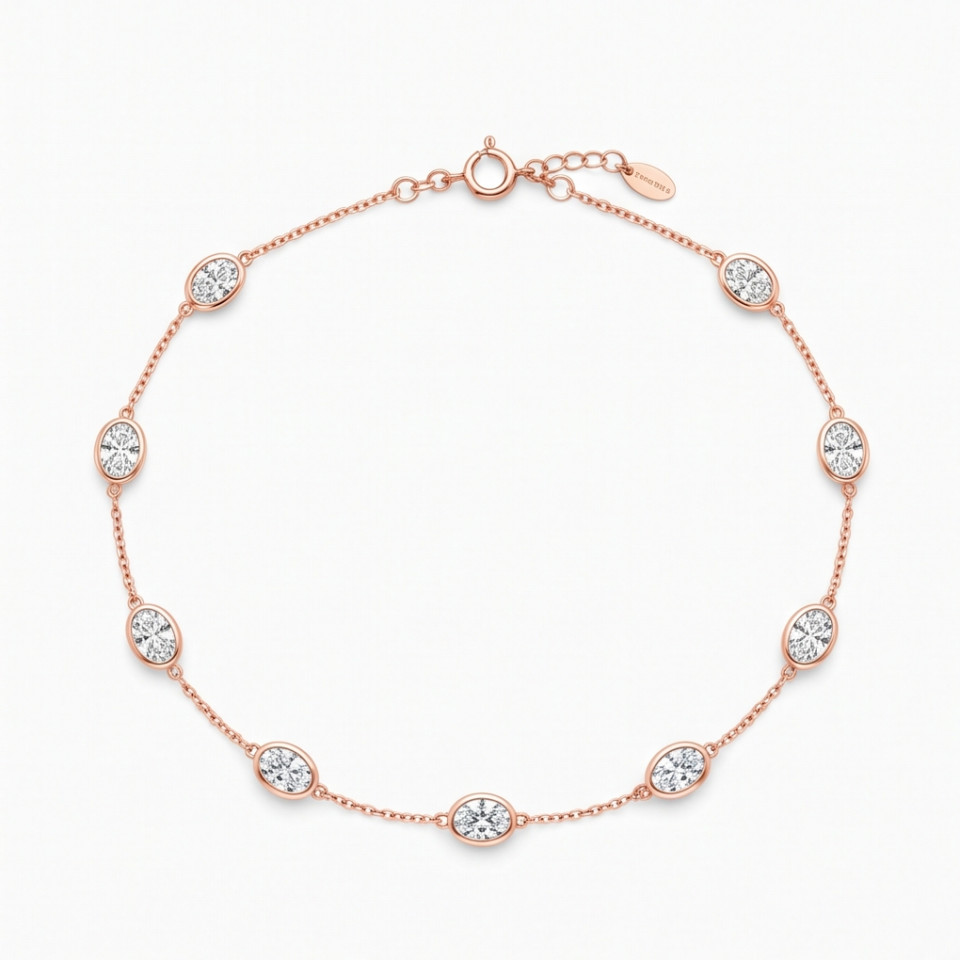 Oval Diamond Station Anklet II